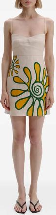 Cala de la Cruz Lucca mini-jurk met bloemenprint - Beige