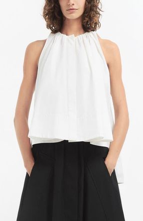 Co Gathered Tunic Shirt in Cotton Sateen in White at Nordstrom, Size Medium