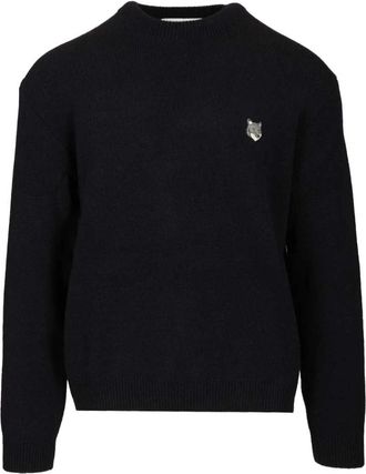Maison Kitsun&eacute; Milano Lambswool Sweater - Heren - Ronde hals truien - Blauw - S - Wol - Truien & Vesten