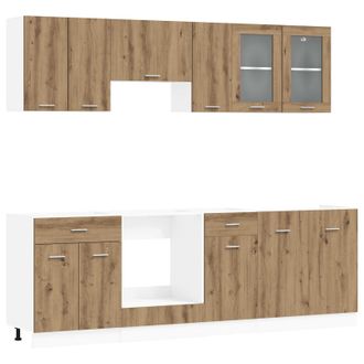 vidaXL Unidad De Cocina Lyon 8 Pcs Madera De Ingenier&iacute;a Vidaxl