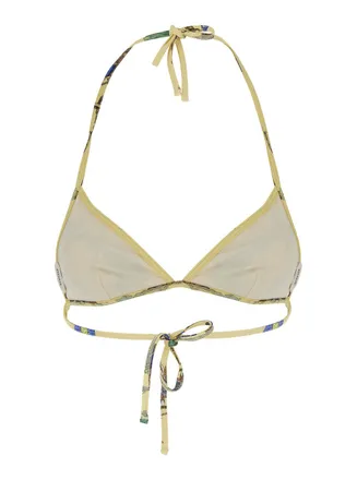 Versace Womens Triangle Bikini Top Yellow Elastane Swimwear Sea Clothing