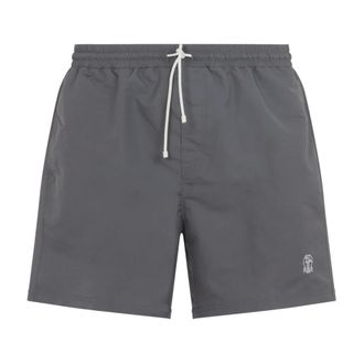 Brunello Cucinelli Brunello Cucinelli, Beachwear, male, Gray, Size: S Polyester Swim Shorts