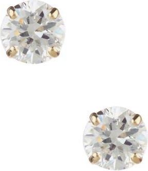 Candela Jewelry 14K Yellow Gold 4mm CZ Stud Earrings in Clear at Nordstrom Rack