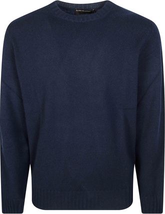 FILIPPO DE LAURENTIIS Blue Fine-Knit Wool-Cashmere Blend Sweater