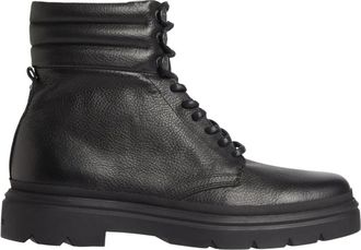 Calvin Klein Leren Combat Boots - Heren - Veterlaarzen - Zwart - 41 EU - Leer - Schoenen
