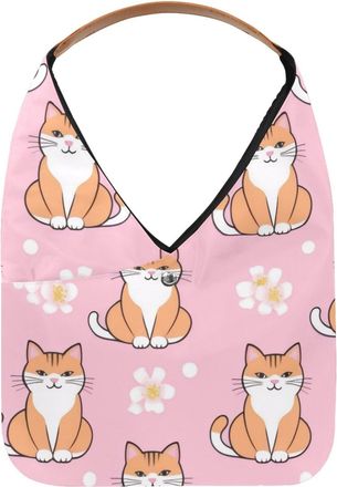 Generic Cats Daisy Flowers Reusable Lightweight Grocery Bags - Foldable Into Compact Pouch, Washable & Sturdy, Multipurpose for Shopping and Travel