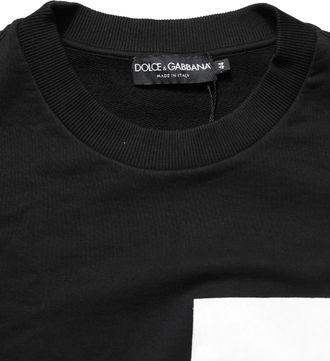 Dolce & Gabbana Mens Black Logo Milano Cotton Sweatshirt Sweater Red Clothing