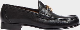 Valentino Garavani Mens VLogo Signature Leather Penny Loafers