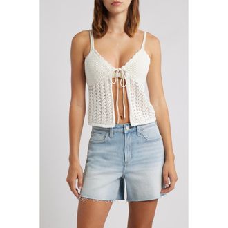 PacSun Leena Open Stitch Tie Front Cotton Camisole in Sand at Nordstrom Rack, Size X-Large