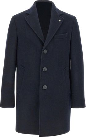 Manuel Ritz Wollen Mix Jas - Heren - Mantel - Blauw - L - Wol - Jassen
