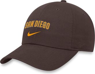 Nike Heritage 86 Wordmark Swoosh MLB San Diego Padres Adjustable Caps Brown NK1220QPYP-WM0