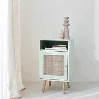 Sweeek Scandi-style Bedside Table With Drawer in Light Green