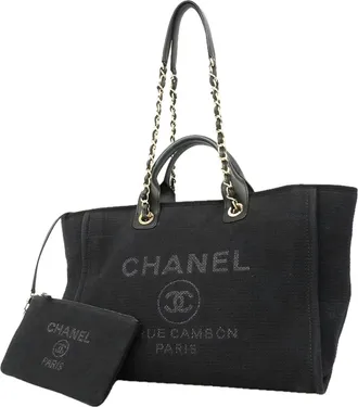 Chanel Black Canvas Tote Bag (Pre-Owned)