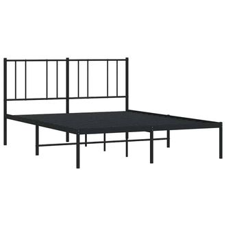 Berkfield Home Metal Bed Frame with Headboard Black 140x190 cm