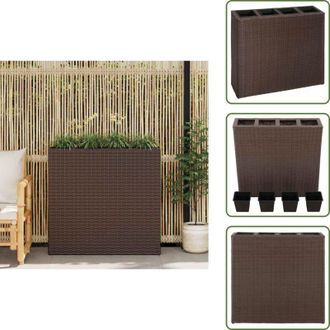 vidaXL The Living Store Letto Rialzato da Giardino con 4 Vasi in Polyrattan Marrone - Fioriere da giardino