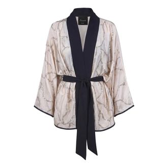 Souvenir Kimonos, female, Beige, Size: M Kimono con fantasia astratta ricami e perline