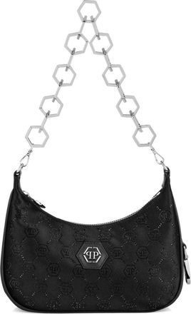 Philipp Plein monogram-pattern satin shoulder bag - women - Viscose/Silk/Calf Leather/Polyester - One Size - Black