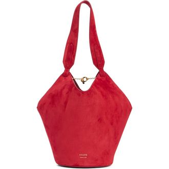 Khaite Mini Lotus Suede Top Handle Bag in Ruby at Nordstrom