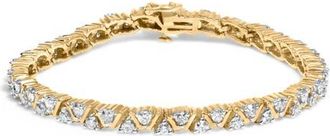 House of Brilliance 14K Yellow Gold 4.00 Cttw Diamond Triangle Link Tennis Bracelet at Nordstrom