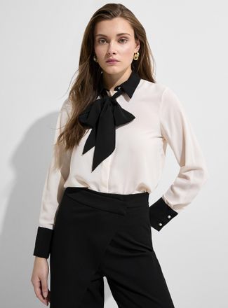 Icone Womens Scarf collar printed shirt