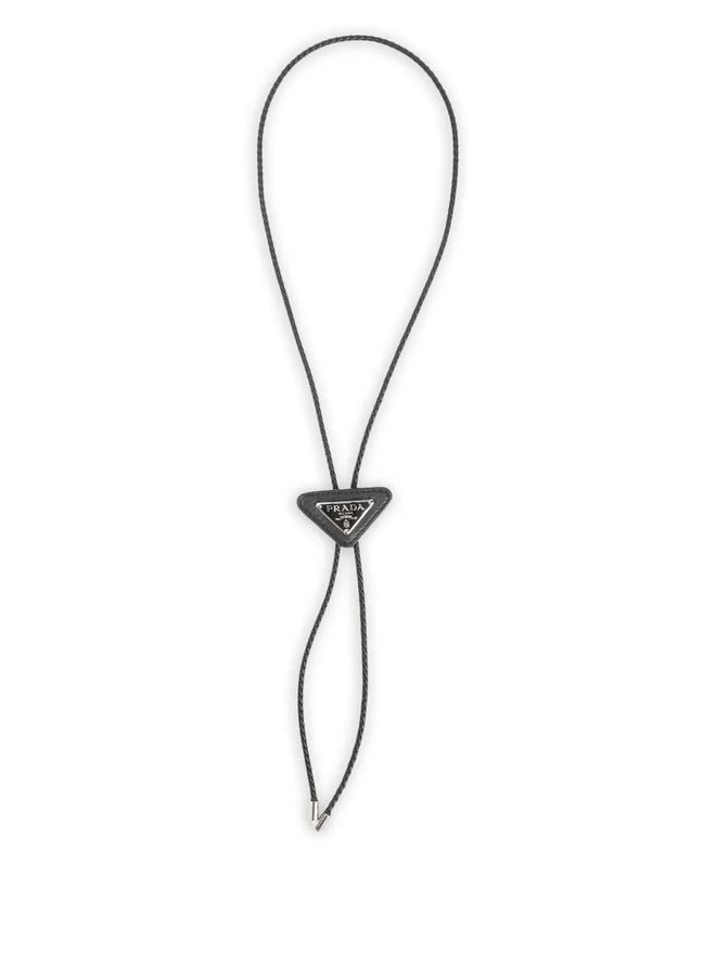 triangle leather tie - Black