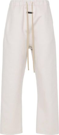 Fear of God logo-appliqu&eacute; straight leg pants - unisex - Cashmere/Polyester/Cotton/Cupro/Virgin Wool - S - Neutrals