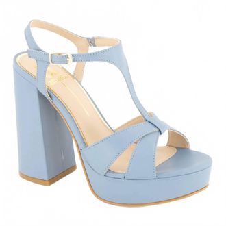 Andrea Womens Ankle-Strap Heeled Sandals In Blue/ Beige