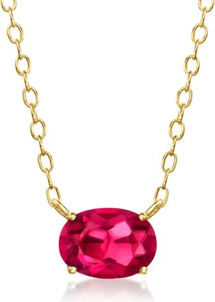 RS Pure by Ross-Simons Oval Lab-Grown Ruby Necklace in 18kt Gold Vermeil