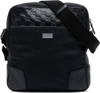 Gucci Pre-owned Gucci Guccissima Trimmed Nylon Crossbody Unisex 162783 200047