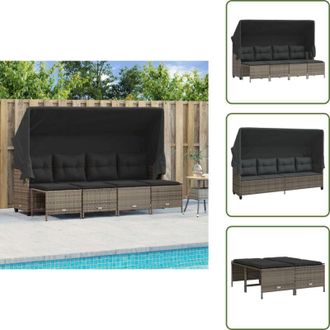 vidaXL Poggiapiedi - vidaXL Set Divano da Giardino 5 pz con Cuscini Grigio in Polyrattan - Copertura impermeabile