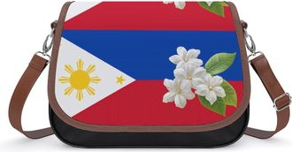 Generic Philippines Flag Sampaguita Womens Crossbody Bag Fashion Shoulder Handbags Message Tote Bag with Adjustable Strap
