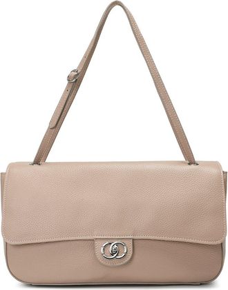 Tiffany & Fred Premium Pebbled Leather Turnlock Shoulder Bag