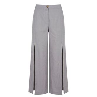 Trussardi Wijde broek - Dames - Broeken - Grijs - Maat: S Poliester