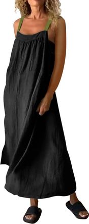 Generic Active Dress Womens Spring and Summer Casual Cotton and Linen Suspenders Dress Summery Dresses (Black, XXL)