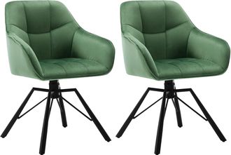 Woltu 2x Silla De Comedor Decorativas Tapizadas En Terciopelo Transpirable Con Respaldo Ergon&oacute;mico Reposabrazos Y Patas De Metal 58x54x82 Cm Verde Oscuro A 