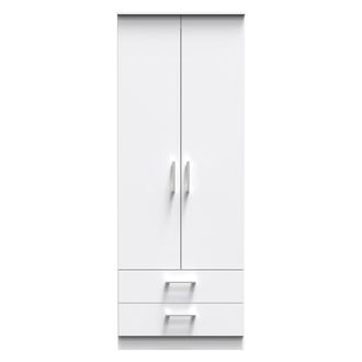 Welcome Furniture Denver Ready Assembled Wardrobe with 2 Doors and 2 Drawers - White - Welcome Furniture | TJ Hughes