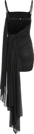 MUGLER Womens Asymmetrical Black Dress With Draping Polyamide