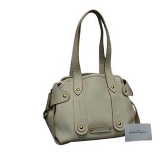 Ferragamo Ivory Leather Handbag Shoulder Bag Tote Bag (Pre-Owned)
