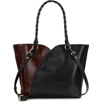 Patricia Nash Marion Colorblock Leather Tote Bag in Black British Tan Colorblock at Nordstrom Rack