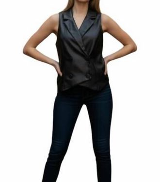 DO+BE Collection Faux Leather Halter Crop Top In Black