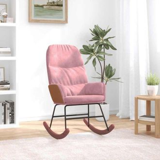 vidaXL vidaXL Sedia a Dondolo Rosa in Velluto