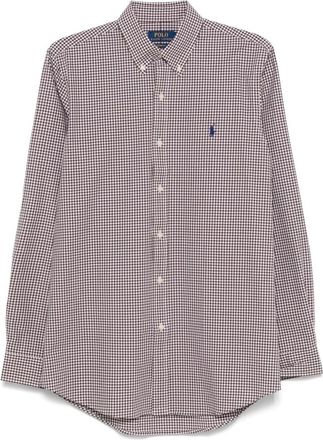 Ralph Lauren Micro-patroon popeline overhemd - Heren - Casual Overhemden - Bruin - M - Katoen - Overhemden