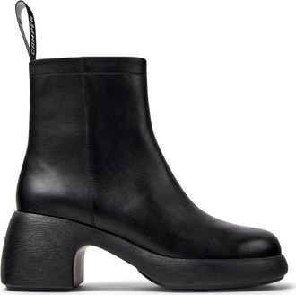 Camper Black Thelma Chunky Heel Textured Sole Leather Ankle Boots