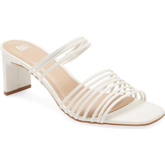 BP. Brittany Strappy Slide Sandal in White Faux Leather at Nordstrom, Size 10
