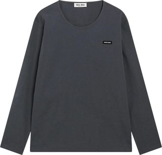 Miu Miu Top de Popel&iacute;n El&aacute;stico - Tops - Mujer - Negro - S