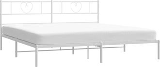 vidaXL Estructura Cama Sin Colch&oacute;n Con Cabecero Metal Blanco 200x200cm Vidaxl