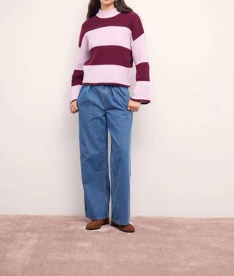 Minkpink Freja Stripe Chunky Knit Sweater In Violet