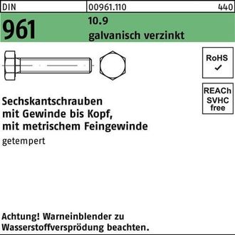 OEM Tornillo Hexagonal Din 961 Vg M16x1,5x 30 10.9 Galvanizado. 50 Unidades
