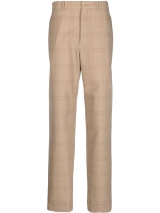 Christophe Lemaire check-print high-waisted trousers - Brown