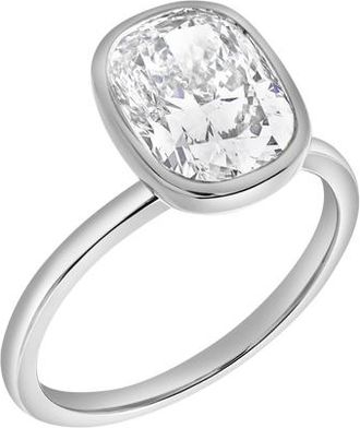 LuvMyJewelry Novae 3CT Cushion Cut Bezel Lab Diamond Engagement Ring 14K Gold in 14K White Gold at Nordstrom, Size 7